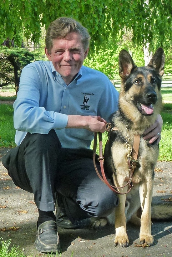 Jim Kutsch with his Seeing Eye dog, a German shepherd named Vegas.